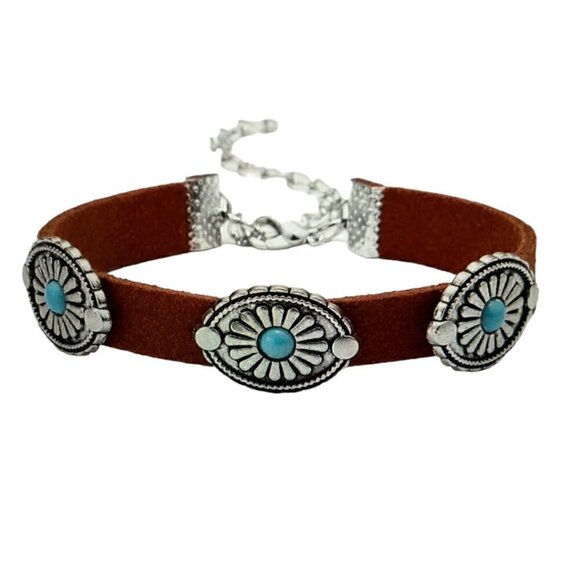 Fashion Oval PU Leather Inlay Turquoise Bracelet - Picture 1 of 3